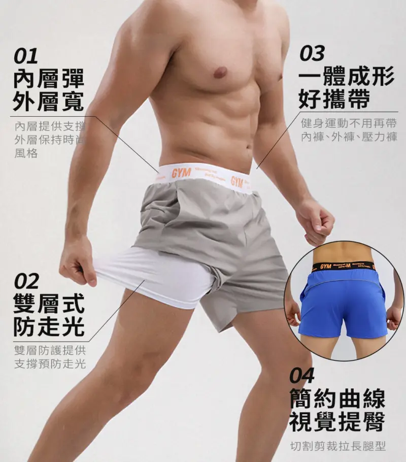 二合一運動短褲｜內建壓縮褲不走光