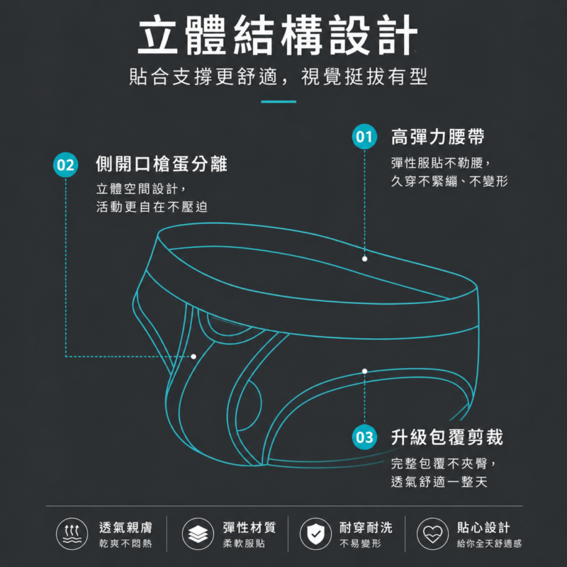 雙艙分離透氣三角褲｜穿整天不悶熱