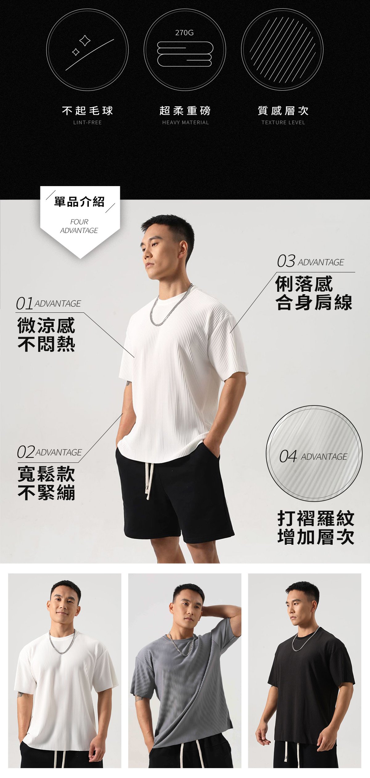 立體螺紋紋理短袖|穿上質感升級