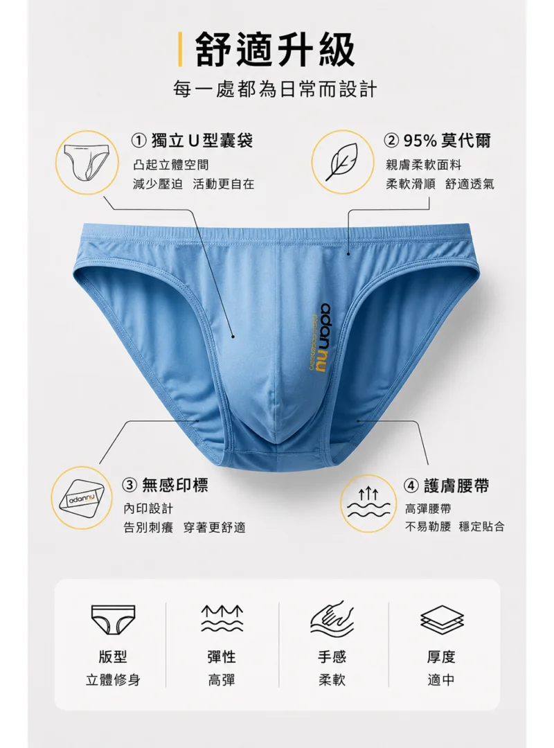 陽光速乾低腰三角褲|3D剪裁性感零束縛 舒適升級設計,U型襯袋與莫代爾面料